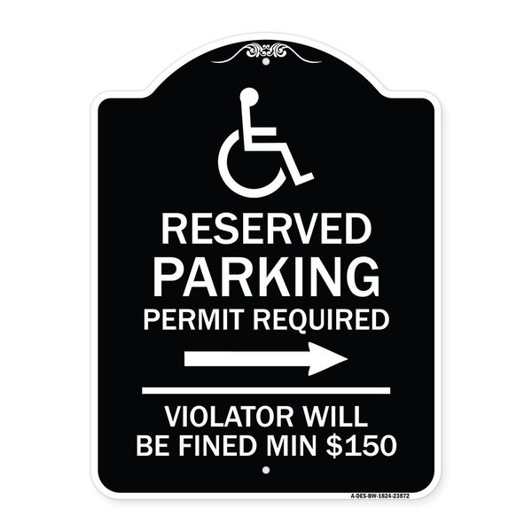 Signmission Modern Isa Connecticut Reserved Parking Permit Required Violators Fin Alum, 24" x 18", BW-1824-23872 A-DES-BW-1824-23872